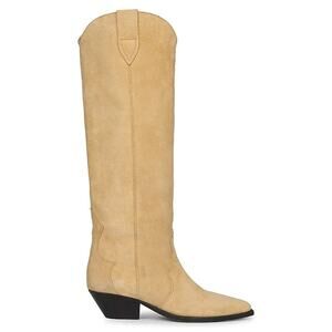 NEW Isabel Marant Denvee Tall Western Cowboy Boots Beige Tan Suede FR 38 US 7